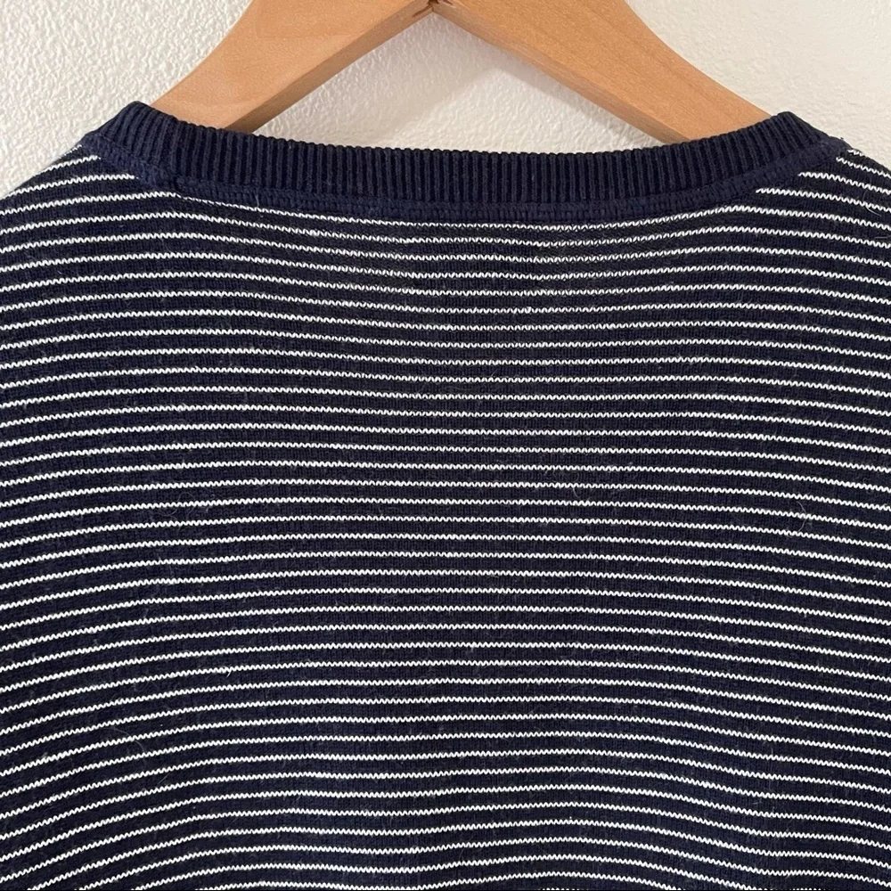 J. Crew Navy White Stripe Sweatshirt Sweater Preppy Academia Minimalist-Medium